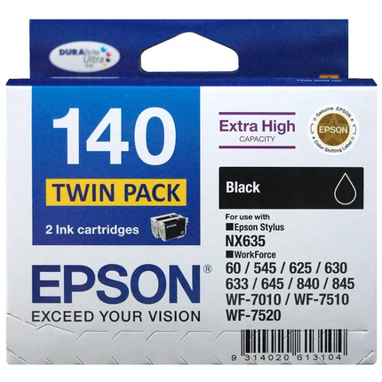 Epson 140 High Capacity Ink Cartridge Black 2 Pack